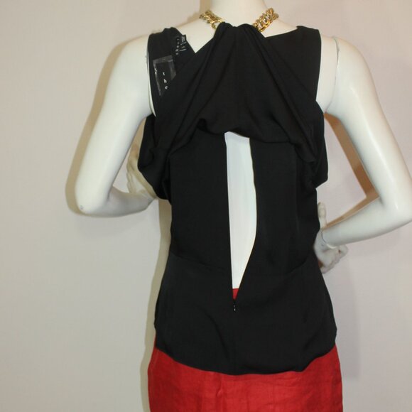 NWT Theory  Alizay Layered Silk Tank Top In Black  zip on  back size Large - Picture 6 of 9